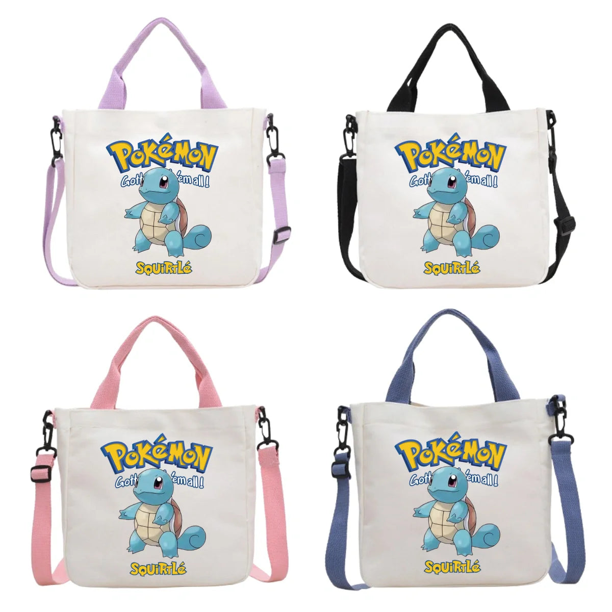Anime Pokemon Pikachu Canvas Shoulder Bag Cute Cartoon Pattern Print Handbag Boys Girls Leisure Crossbody Bag Birthday Gift