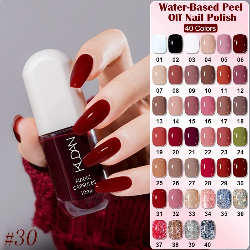 KUDAN Dark Burgundy Nail Polish, Alcohol-Free - Long-Lasting Formula Quick Drying Without Lighting, Glossy And Shiny Surface