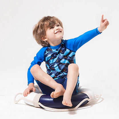 Kids' Long Sleeve Swimsuit Set: 2-Piece Rash Guard & Shorts for Toddlers and Children