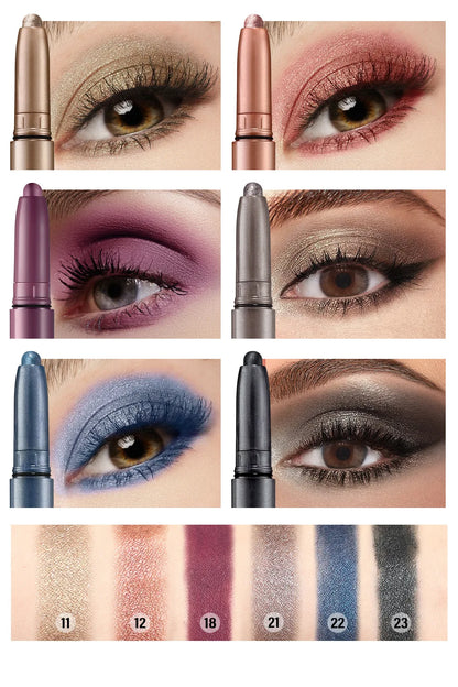 Pearlescent Matte Eyeshadow Pencil Waterproof Smoky Glitter Highlighter Pen Black Brown Makeup Tool Creamy Smooth