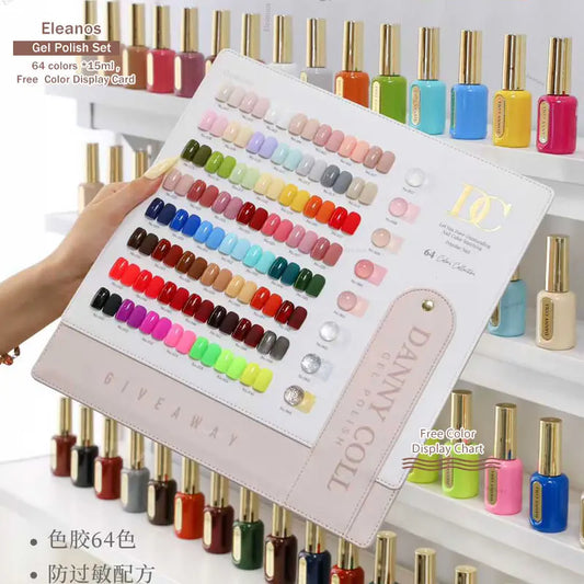 Eleanos 64 Colors HEMA TPO Free Gel Nail Polish With Color Chart 15ml Semi-permanent Nail Polish For Manicure Nail Salon UV Gel