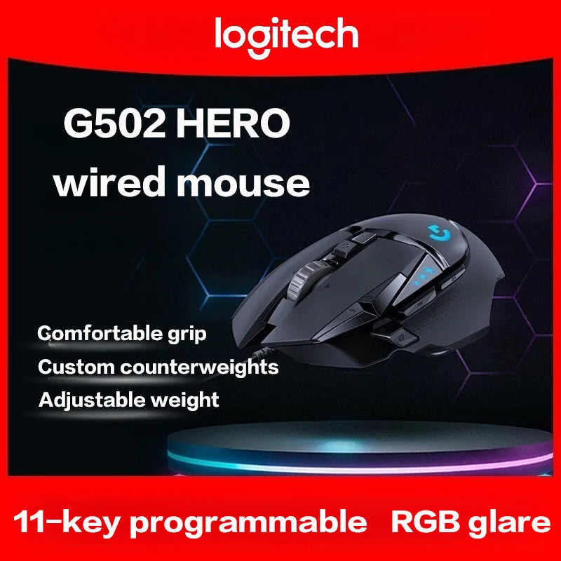 Logitech G502 HERO Cable Game Mouse E-Sports Eating Chicken Mechanical Mouse RGB Light Can Be Balanced To Eat Chicken Macro Prog