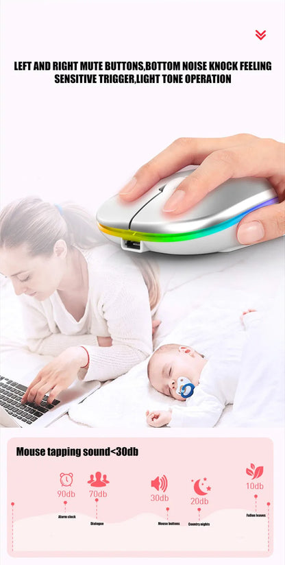 Wireless Mouse For Laptop PC Bluetooth Rechargeable Mouses Wireless Computer Silent Mice LED Backlit Ergonomic Gaming Mouse