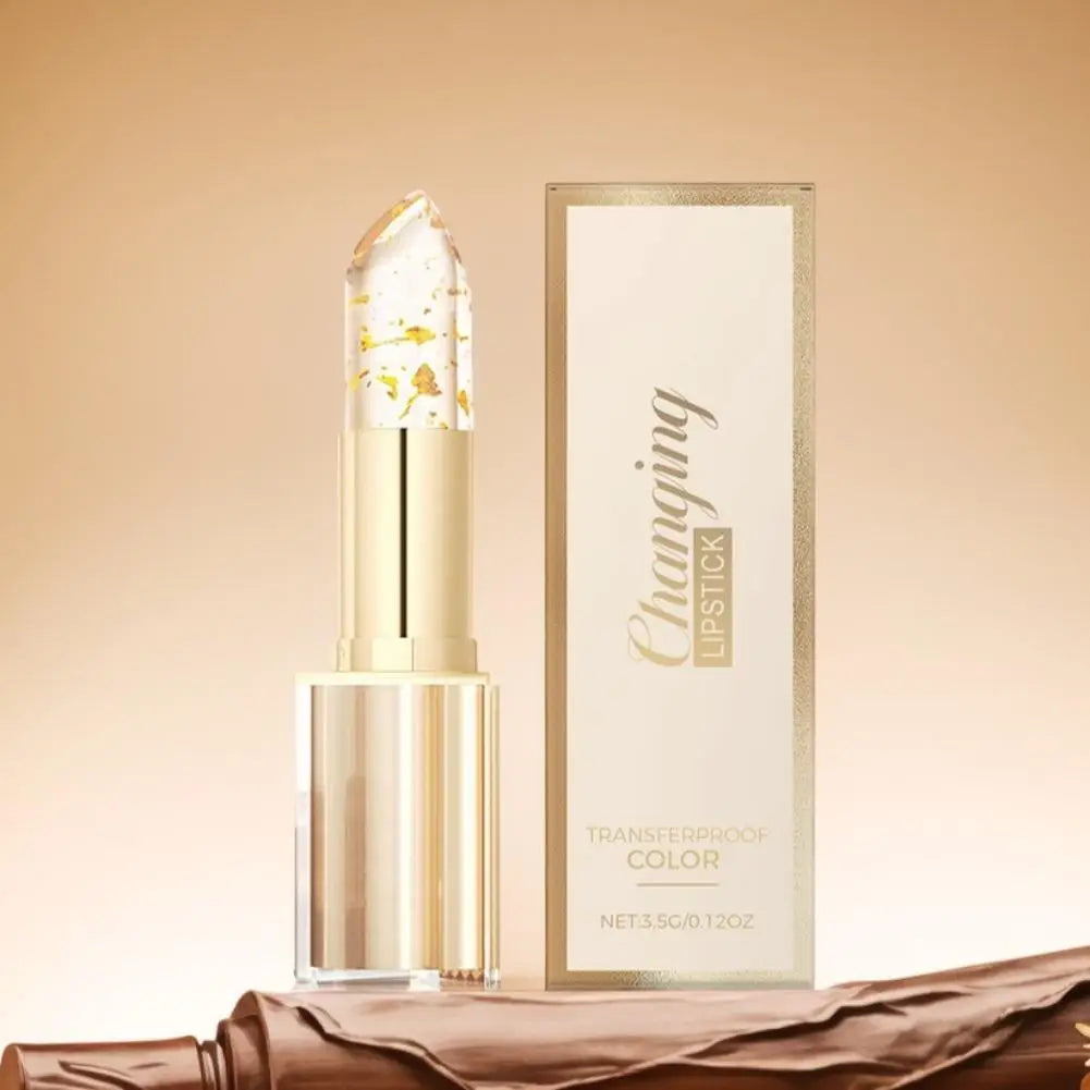 Gold Foil Temperature Color Changing Lipstick: Hydrating Lip Repair & Glossy Shine