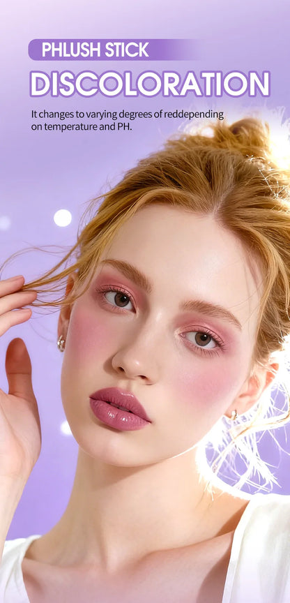 Colorchanging Blush and Lip Balm Dual Applicator Stick Keeps Makeup in Place, Provides Natural Temperature-changing Blush Effect