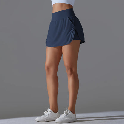 Outdoor Sports Yoga Skirt Badminton Tennis Skirt High Waist Breathable Sweat Skirt Active Athletic Yoga Fitness Skirt Short