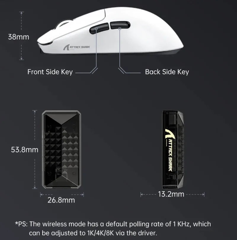 ATTACK SHARK V5 Wireless Gaming Mouse 3-Mode Ultra-Lightweight PAW3950MAX 8KHz Polling Rate For PC Gamer Accessories Gift