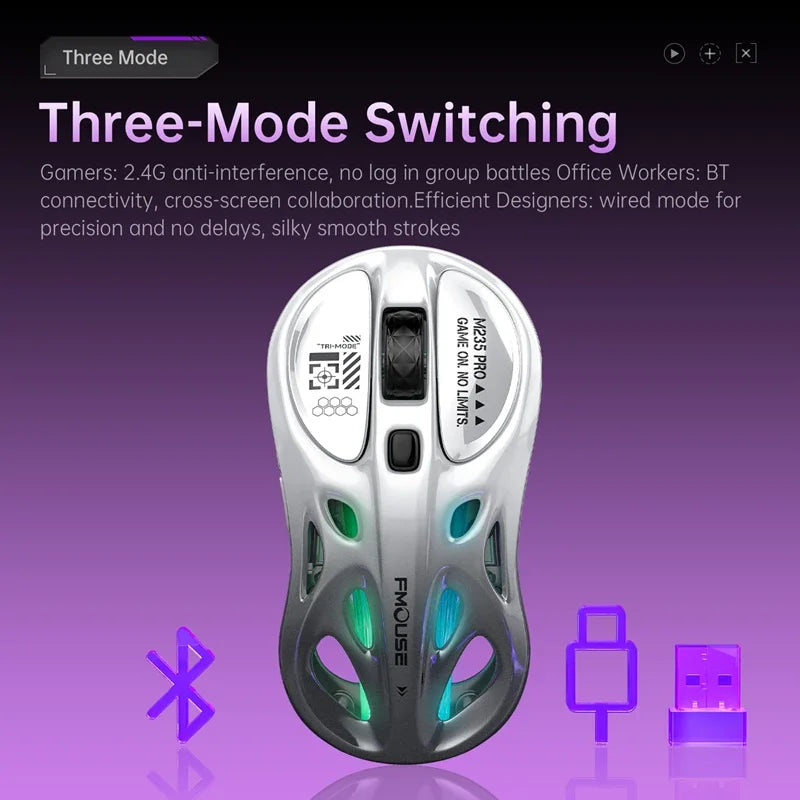 Lenovo Tri-mode Wireless Bluetooth Mouse Lightweight Computer Rgb Illuminated Gaming Mouse Portable Tablet Universal Mouse