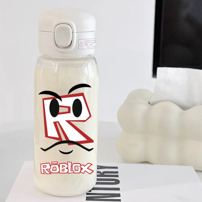 600ml Game Roblox Transparent Straw Water Cup Portable Large Capacity Straw Water Bottle Student Water Cup Plastic Sports Cup