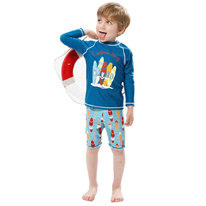 Kids' Long Sleeve Swimsuit Set: 2-Piece Rash Guard & Shorts for Toddlers and Children