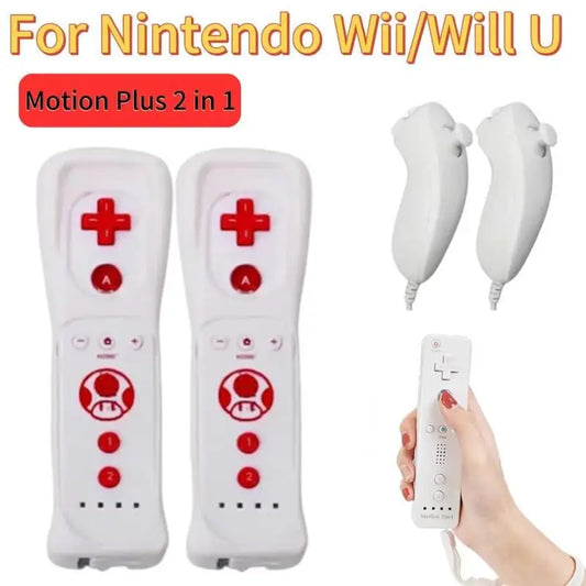 For Nintendo Wii U Joystick 2 in 1 Wireless Remote Gamepad Controller Set Motion Plus Video Games Control Nintendo Wii 1 Pair