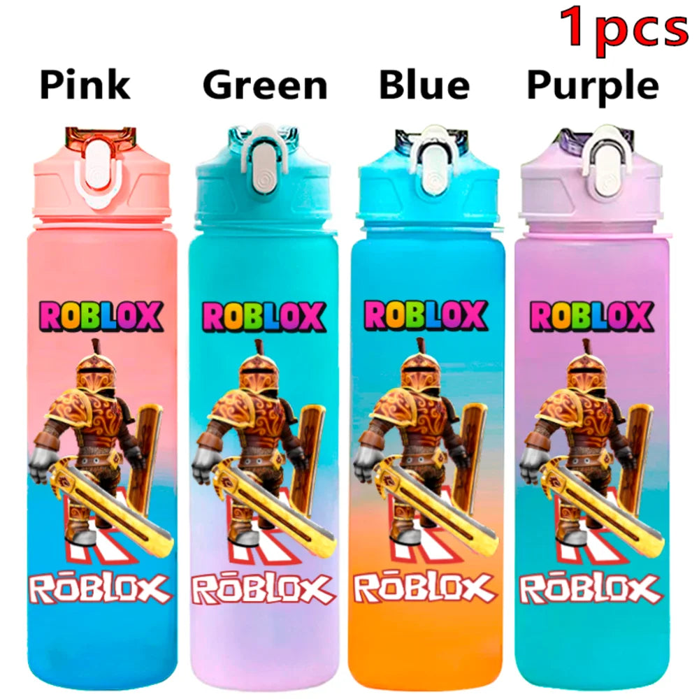 750ml Roblox Cartoon Large Capacity Gradient Color Straw Bottle Camping Drinking Tools Student Game Periphery Plastic Sports Cup