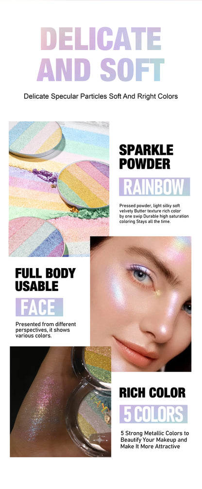 Multipurpose Pressed Powder Eyeshadow Palette Waterproof Long Lasting Highly Pigmented Rainbow Highlighter Chameleon Makeup