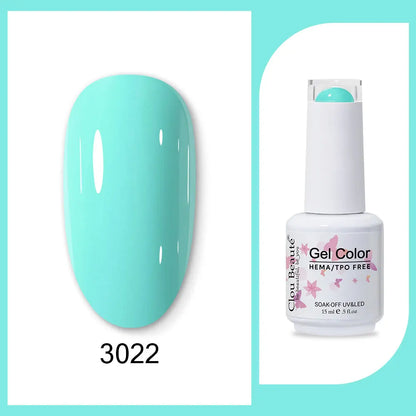 Clou Beaute 15ml Red Black White Green Neon Gel Nail Polish Base Top Coat Velvet Top 400 Colors Semi Permanent Gel Nail Varnish