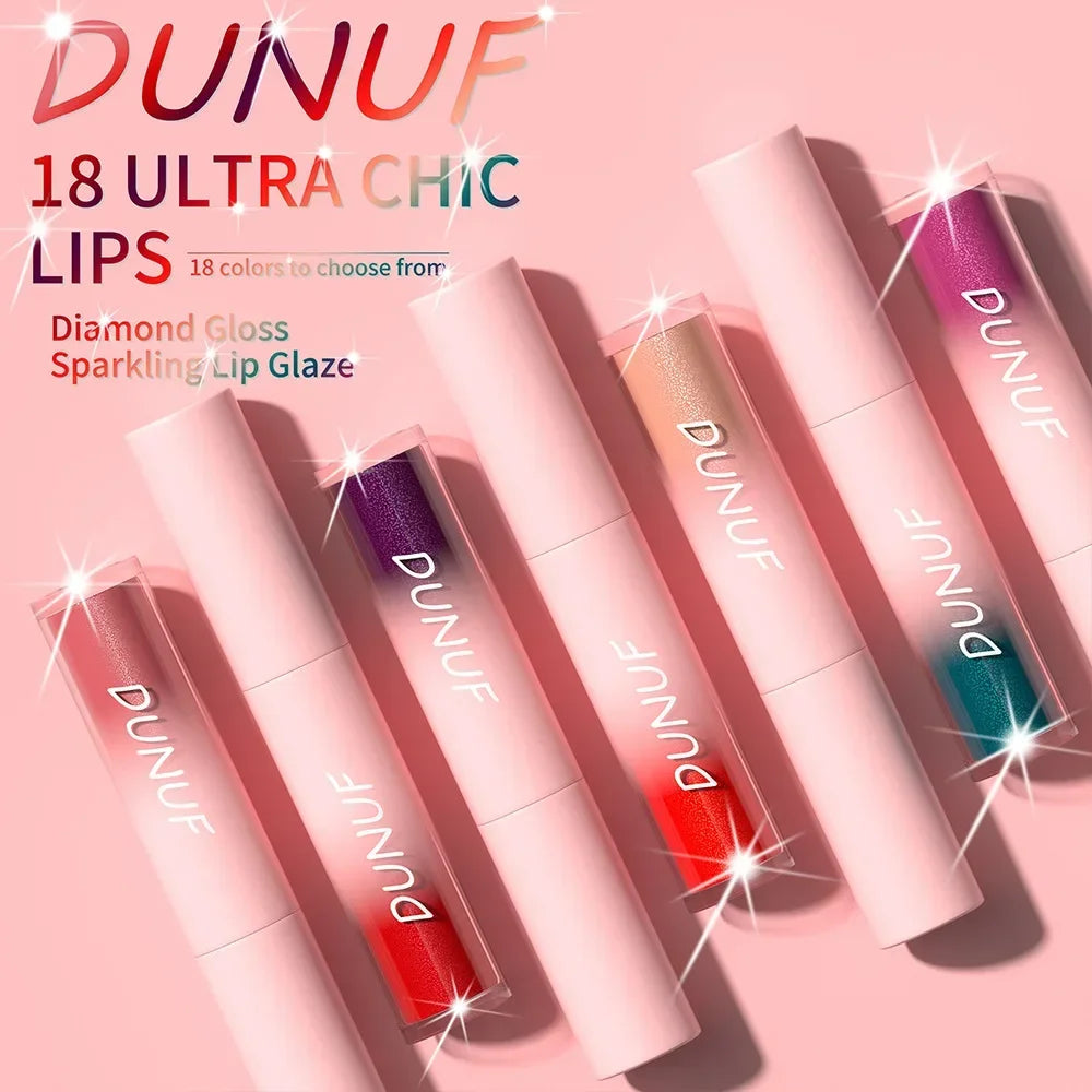 18 Color Sexy Red Diamond Glitter Lip Gloss Metallic Waterproof Long Lasting Matte Shimmer Liquid Lipstick Women Makeup Cosmetic