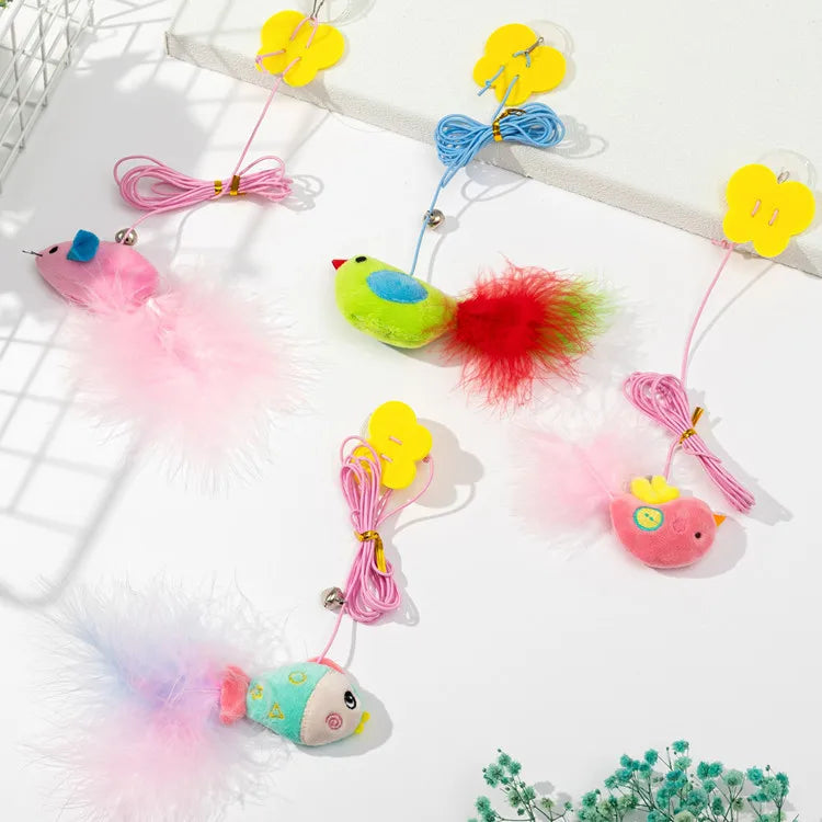 Swinging On The Swing Hanging The Door Cat Teaser Stick Elastic Rope Extendable Cat Toy
