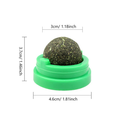 Spinning Catnip Mint Ball for Cats, Interactive Dental Care Chew Toy with Natural Catnip, Hairball Control Kitten Cat Toys
