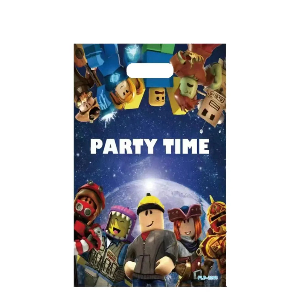 Roblox Theme Party Supplies Birthday Decorations Tableware Paper Cups Balloon Tablecloth Gift Bag Banner Cake Topper Baby Shower