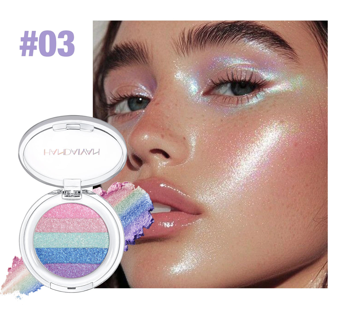 Multipurpose Pressed Powder Eyeshadow Palette Waterproof Long Lasting Highly Pigmented Rainbow Highlighter Chameleon Makeup
