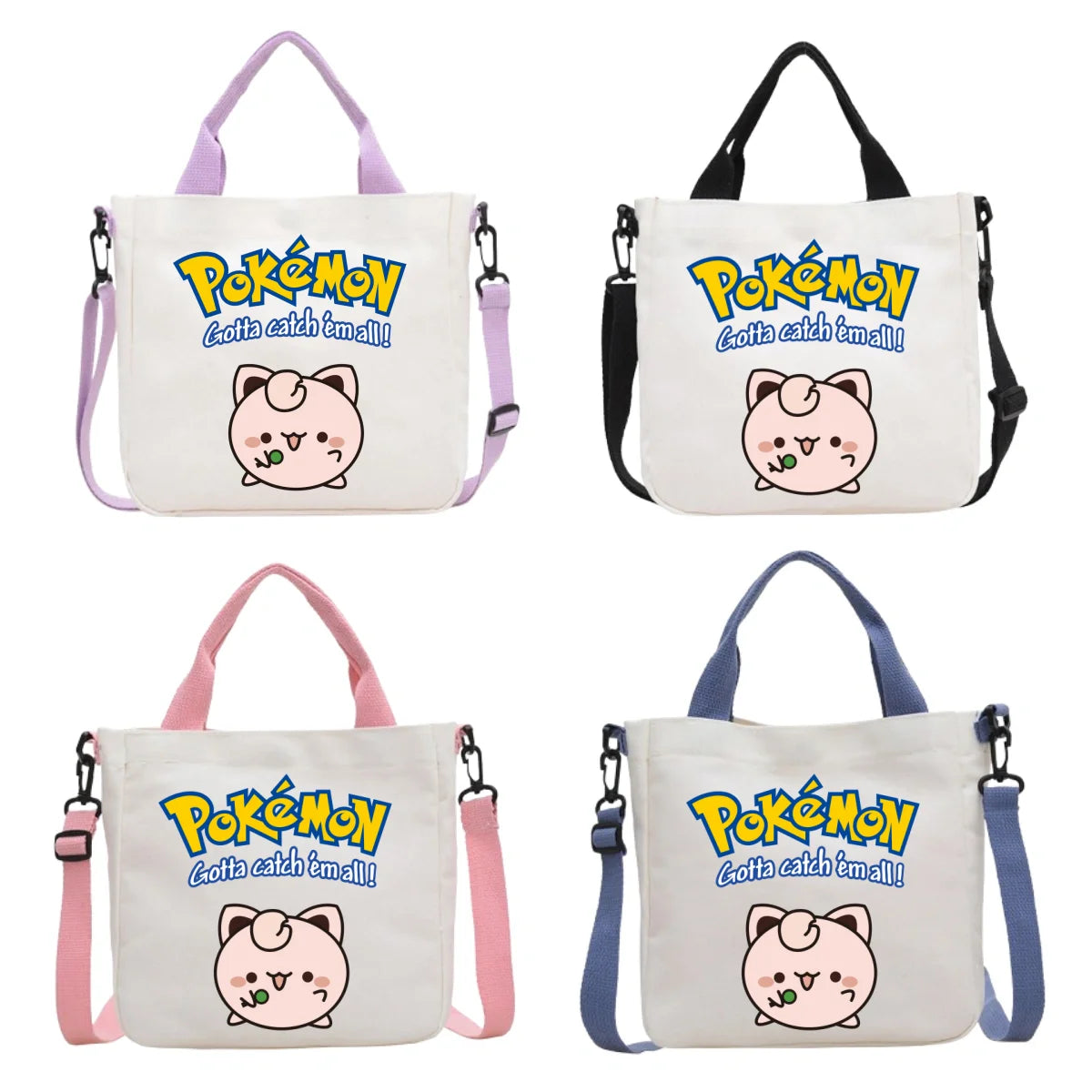 Anime Pokemon Pikachu Canvas Shoulder Bag Cute Cartoon Pattern Print Handbag Boys Girls Leisure Crossbody Bag Birthday Gift