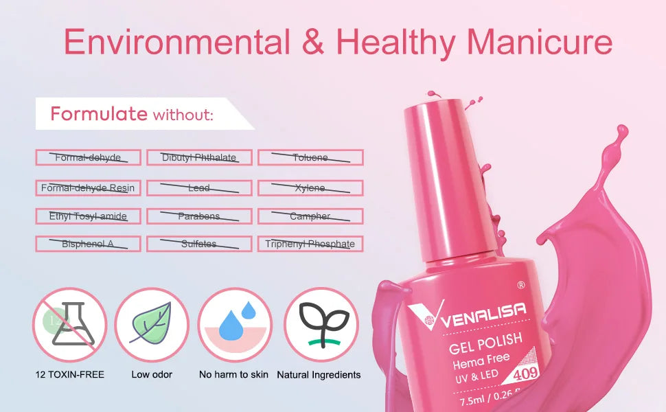 Venalisa VIP4 Nail Gel Polish HEMA/TPO FREE Full Coverage Beautiful Semi Permanent Soak Off UV LED Gel Nail Polish Gel Lacquer