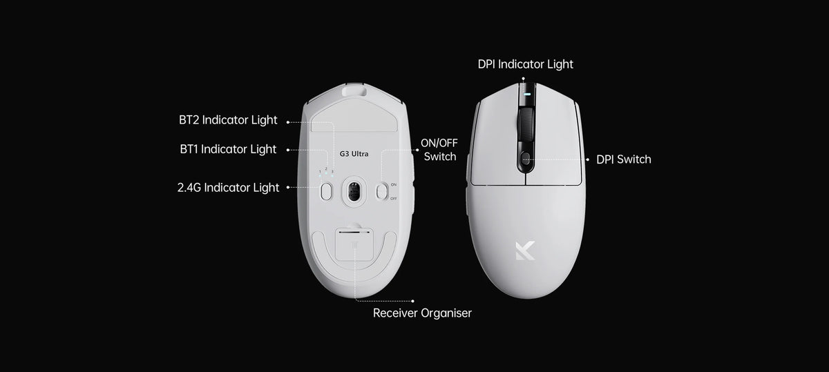 MCHOSE G3 Ultra Wireless Gaming Tri-Mode Mouse PAW3395 26000DPI 8K Polling Rate 64g Ultra-Lightweight Office Mouse