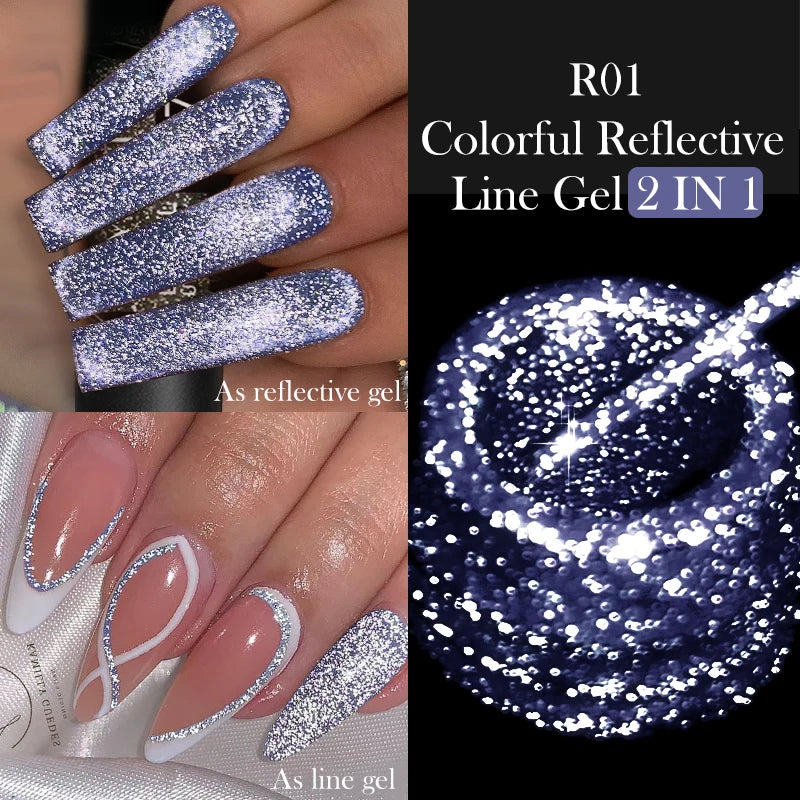 LILYCUTE 5ml Super Bright Silver Metallic Painting Liner Gel Nail Polish Drawing Stripe Graffiti Mirror Pull Line UV Gel Varnish
