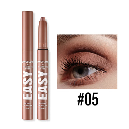 Pearlescent Matte Eyeshadow Pencil Waterproof Smoky Glitter Highlighter Pen Black Brown Makeup Tool Creamy Smooth