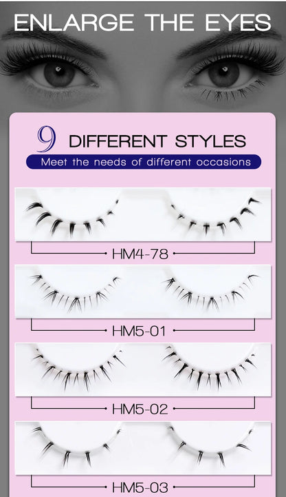 10Pairs Bottom Eyelashes Manga Lower Lashes Clear Band Wispy Small Flame Under Eye Lashes Korean Makeup Cosplay Tools