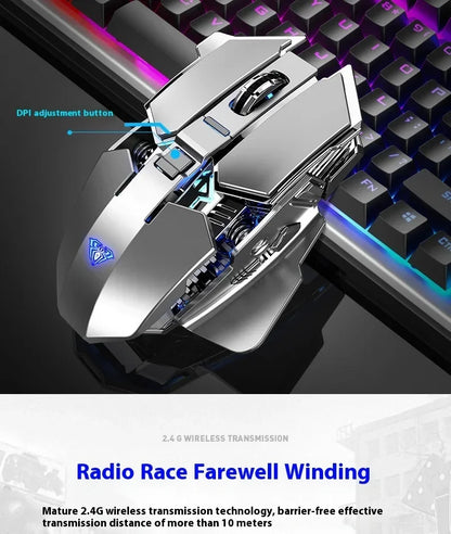 AULA SC300 Ultra-quiet Wireless Gaming Mouse Rechargeable Ergonomic Mechanical Armor Style, Colored and Vibrant Body Design