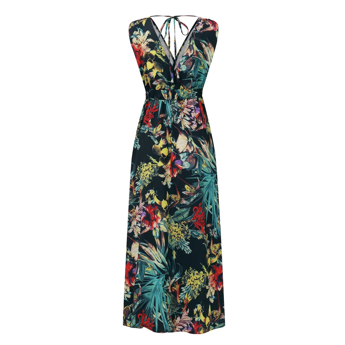 Summer Women Chiffon Floral Long Dress French Style Short Sleeve Elastic A-line Dresses Summer Bohemian Print Beach Dress