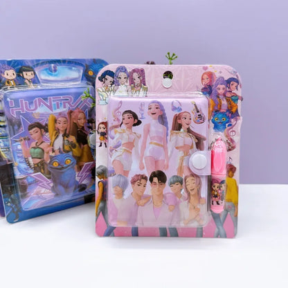 4PCS Hot Mini Anime Cartoon Notebook with Ballpoint Pen Portable Pocket Small Book Student Reward Stationery Gift