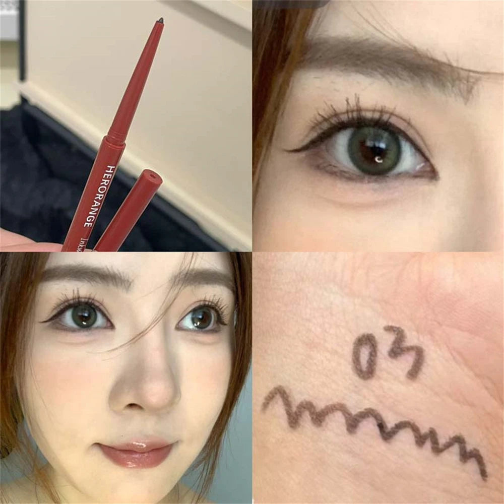 12 Colors Eyeliner Pencil Waterproof Long-lasting Orange Black Brown Easy Wearing Eyeshadow Contour Stick Lying silkworm Makeup
