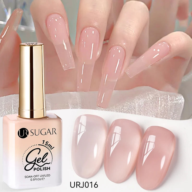 UR SUGAR 15ml Jelly Milky White Translucent Color Gel Polish Semi Permanent UV Gel Nail Art Soak Off Gel Varnish Latest Fashion