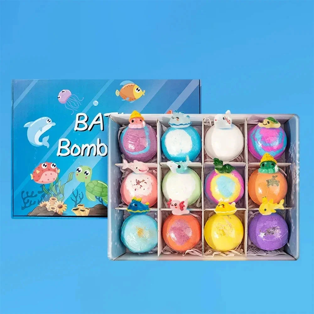 New Bath Bombs Gift Set with Toy Surprise Inside Natural Sea Salt Fizz Balls for Kids Children's Bathtub Fun Gift for Boys Girls