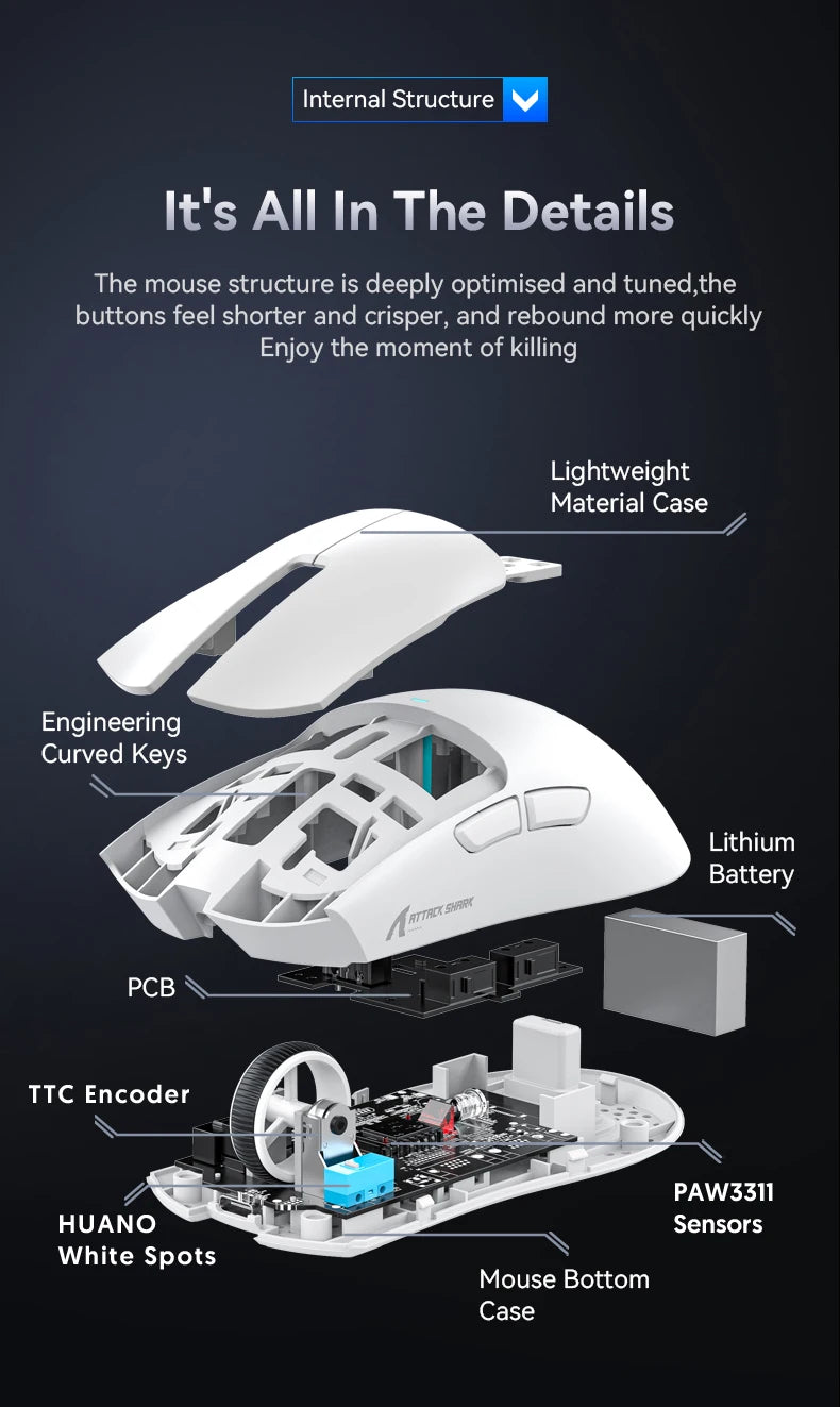 Attack Shark X11 X11SE Wireless Gaming Mouse,1000 Hz,2.4G RGB Optical Mouse,16000 DPI,Ergonomic Computer Mice for PC Laptop Mac