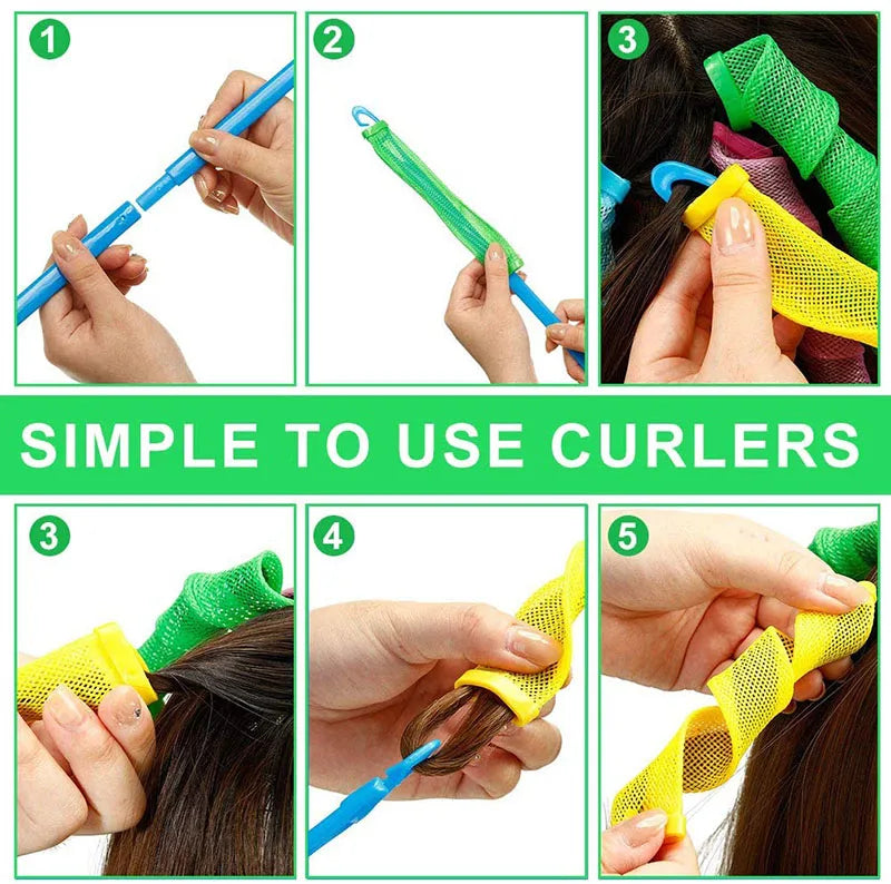 18Pcs Magic Hair Curler Wave Formers Set - DIY Hair Styling Tool Hair Accessories Rollers for Women