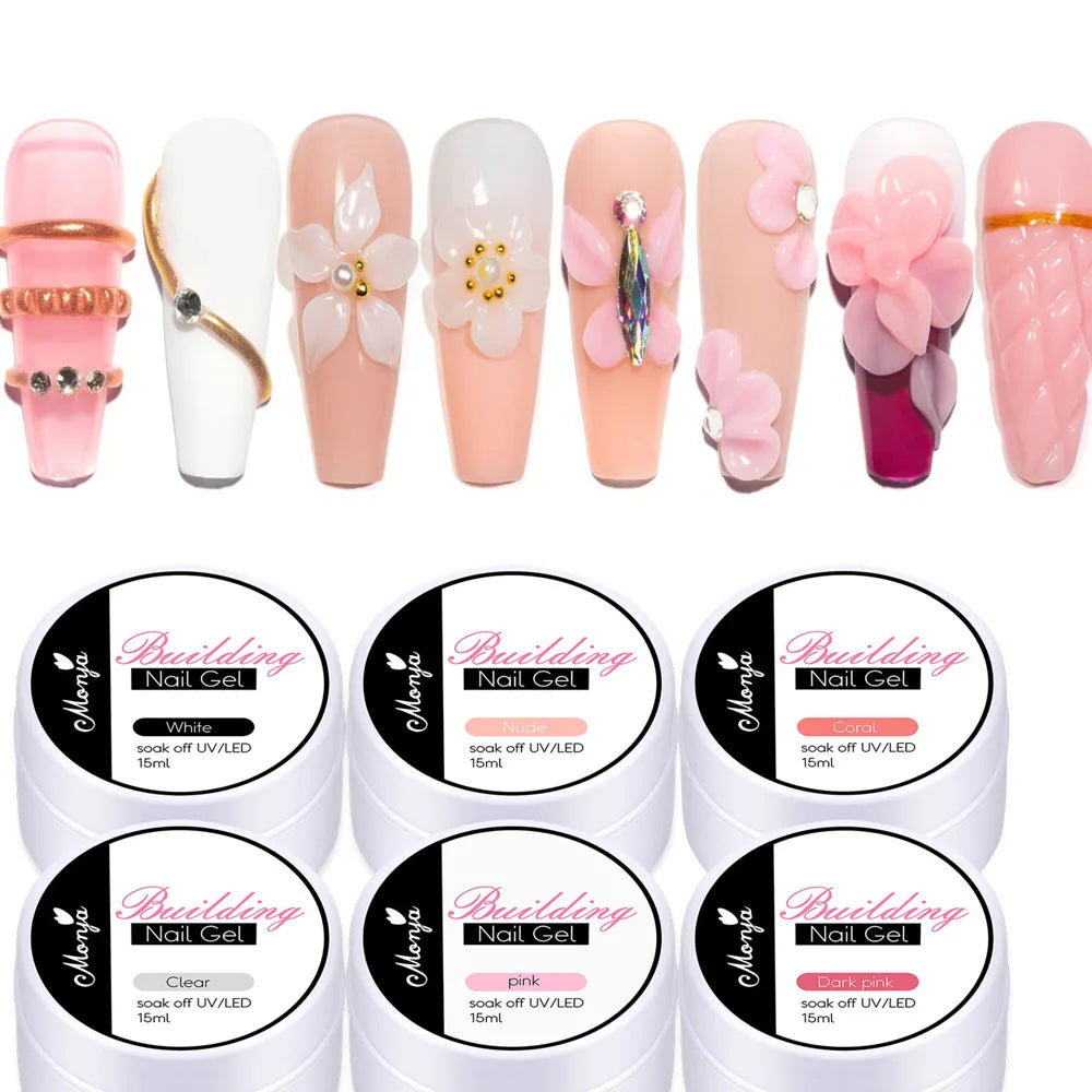 5/15ml Clear Non-Stick Hand Extension Gel Nail Polish 3D Shaping/Sculpting/Carving UV/LED Gel Milky Jelly Hard Gel Manicure DIY