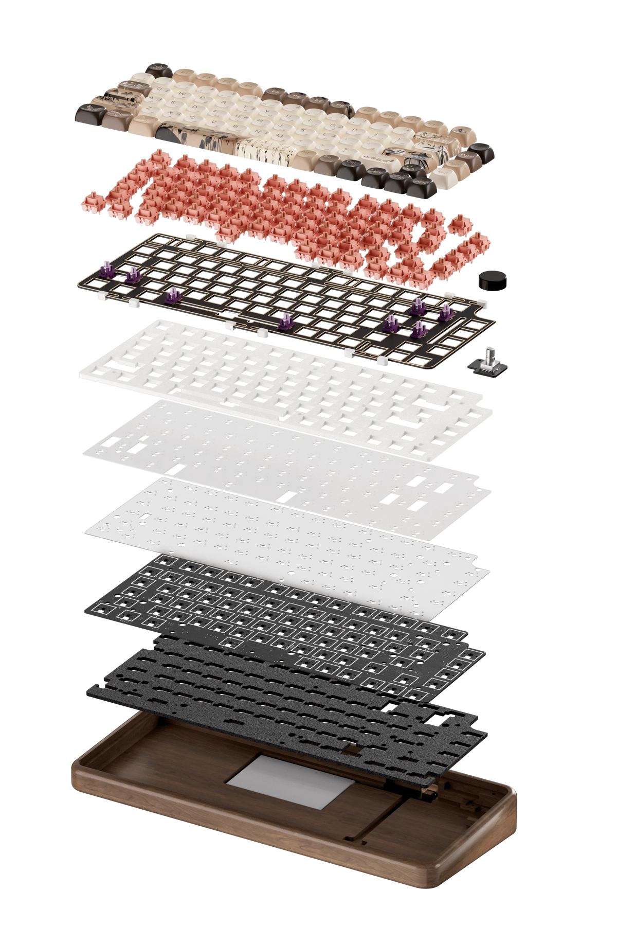 Akko MU02 75% Mountain Seclusion Wooden Mechanical Keyboard RGB Hot-swappable BT5.0/2.4G Wireless & Type-C Wired Gaming Keyboard
