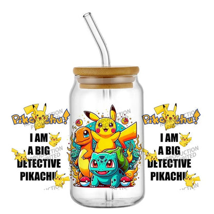 26 New cute Styles Cartoon Pokemon Friends 16oz UV DTF 3D Phone Sticker Decals Wraps Glass Can Cups Creative Craft DIY Gifts
