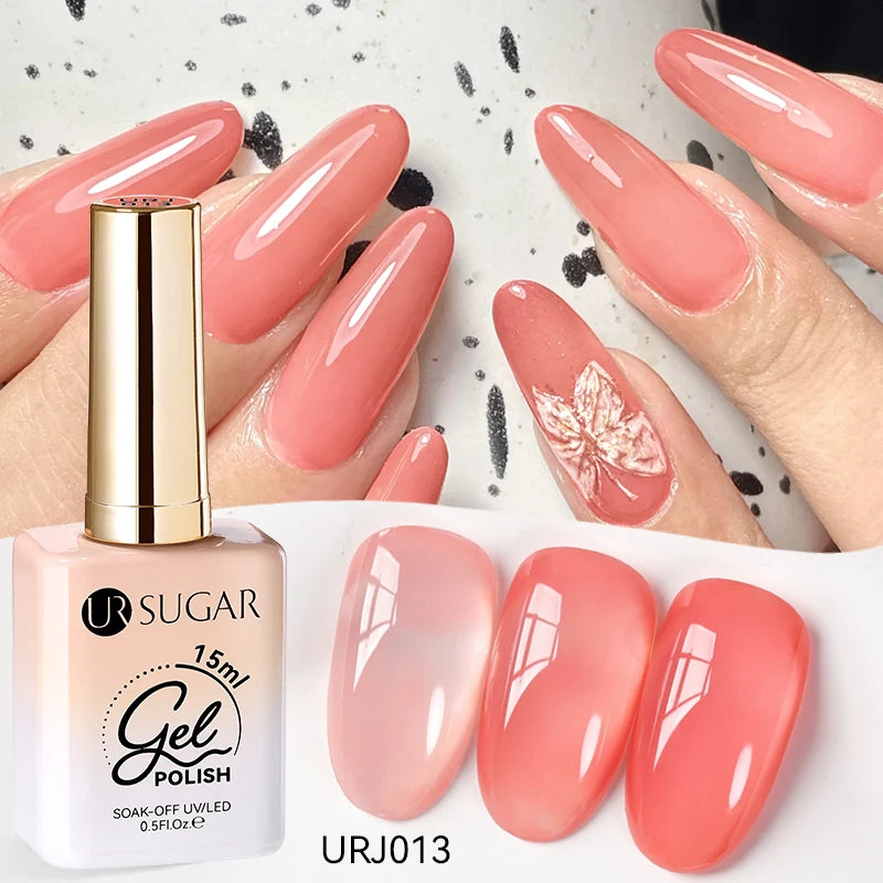 UR SUGAR 15ml Jelly Milky White Translucent Color Gel Polish Semi Permanent UV Gel Nail Art Soak Off Gel Varnish Latest Fashion