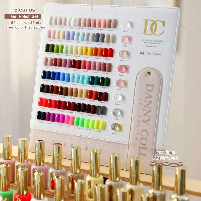 Eleanos 64 Colors HEMA TPO Free Gel Nail Polish With Color Chart 15ml Semi-permanent Nail Polish For Manicure Nail Salon UV Gel