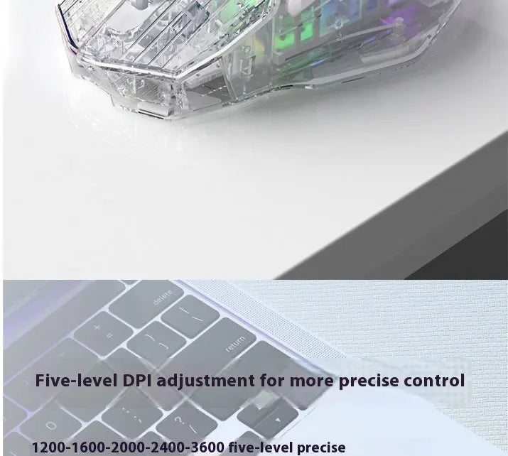 LANGTU G4 Three Mode RGB Bluetooth Wireless Mouse - Desktop Laptop Gaming Office Silent Transparent Mouse