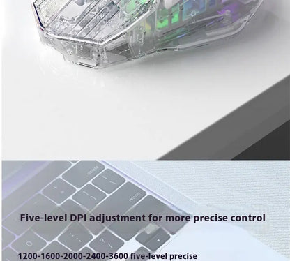 LANGTU G4 Three Mode RGB Bluetooth Wireless Mouse - Desktop Laptop Gaming Office Silent Transparent Mouse