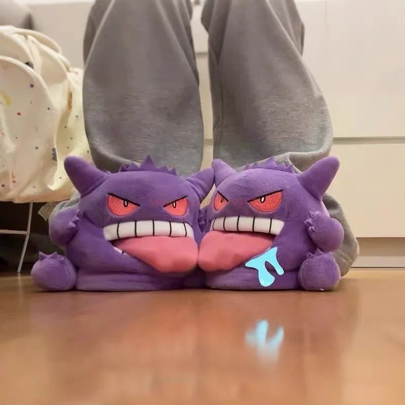 Pokemon Gengar Slippers Funny Tongue Out Design Soft Sole Cute Cozy Winter Warm Indoor Couple Home Wacky Slippers Toy Gifts