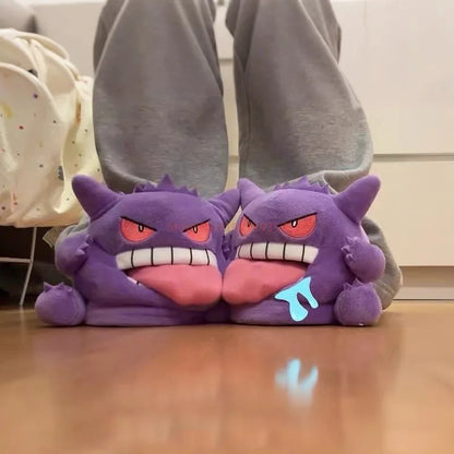 Pokemon Gengar Slippers Funny Tongue Out Design Soft Sole Cute Cozy Winter Warm Indoor Couple Home Wacky Slippers Toy Gifts