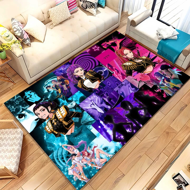 K-Pop Demon Hunters Golden Saja Boys Living Room Non-Slip Area Rug Soft Carpet for Bedroom Playroom Sofa,Home Decor Doormat