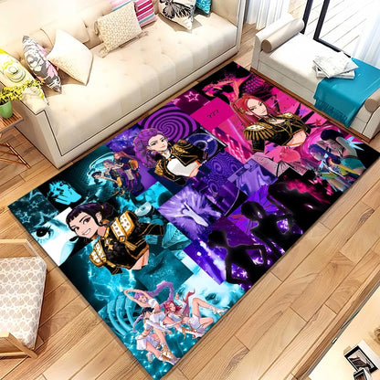 K-Pop Demon Hunters Golden Saja Boys Living Room Non-Slip Area Rug Soft Carpet for Bedroom Playroom Sofa,Home Decor Doormat