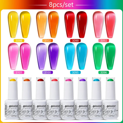 Arte Clavo 8Pcs/Set Gel Nail Polish Set 15ml Colorful Semi Permanent For Manicure Varnish Soak Off UV LED Nail Art Gel Kits