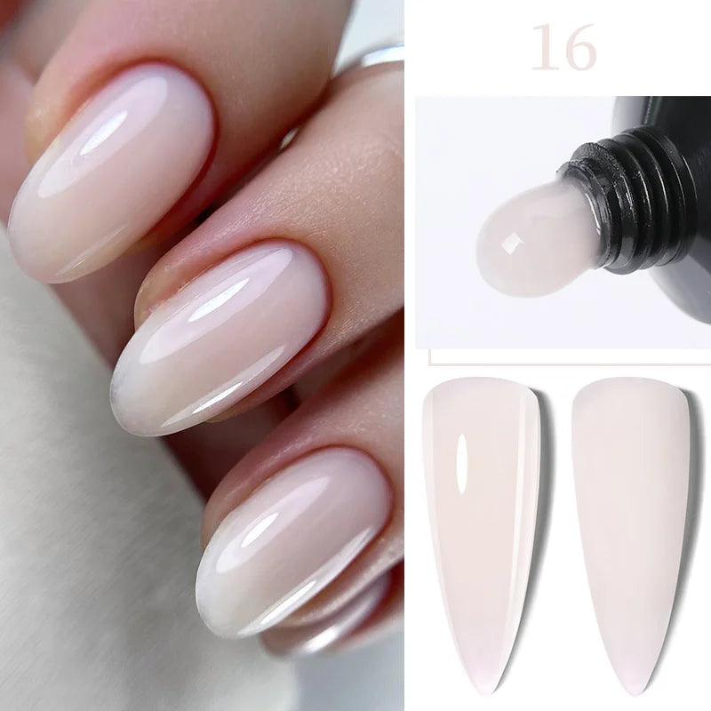 LILYCUTE 15ML Quick Extension Gel Nail Polish Nude Milk White Color Finger Prolong Acrylic Crystal Construction Hard Gel Varnish